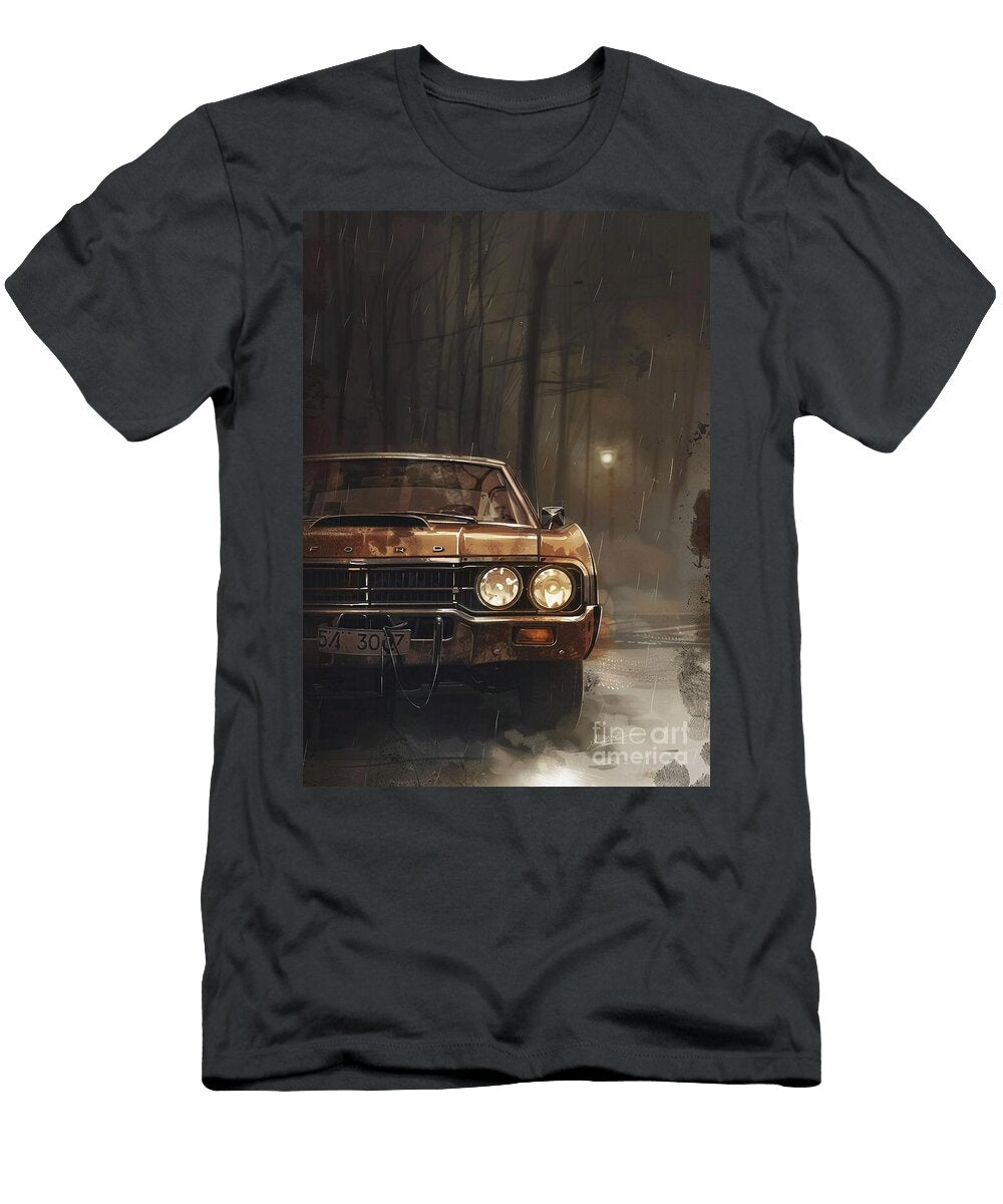 Classic Ford Ford Falcon in the Rain Nighttime Drive Lowell Harann T-Shirt