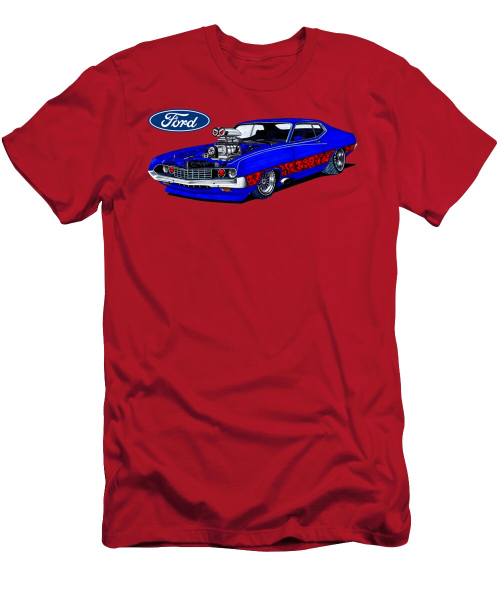 Classic Legendary American Muscle Car Ford Torino Coupe V8 Supercharged Vladyslav Shapovalenko T-Shirt