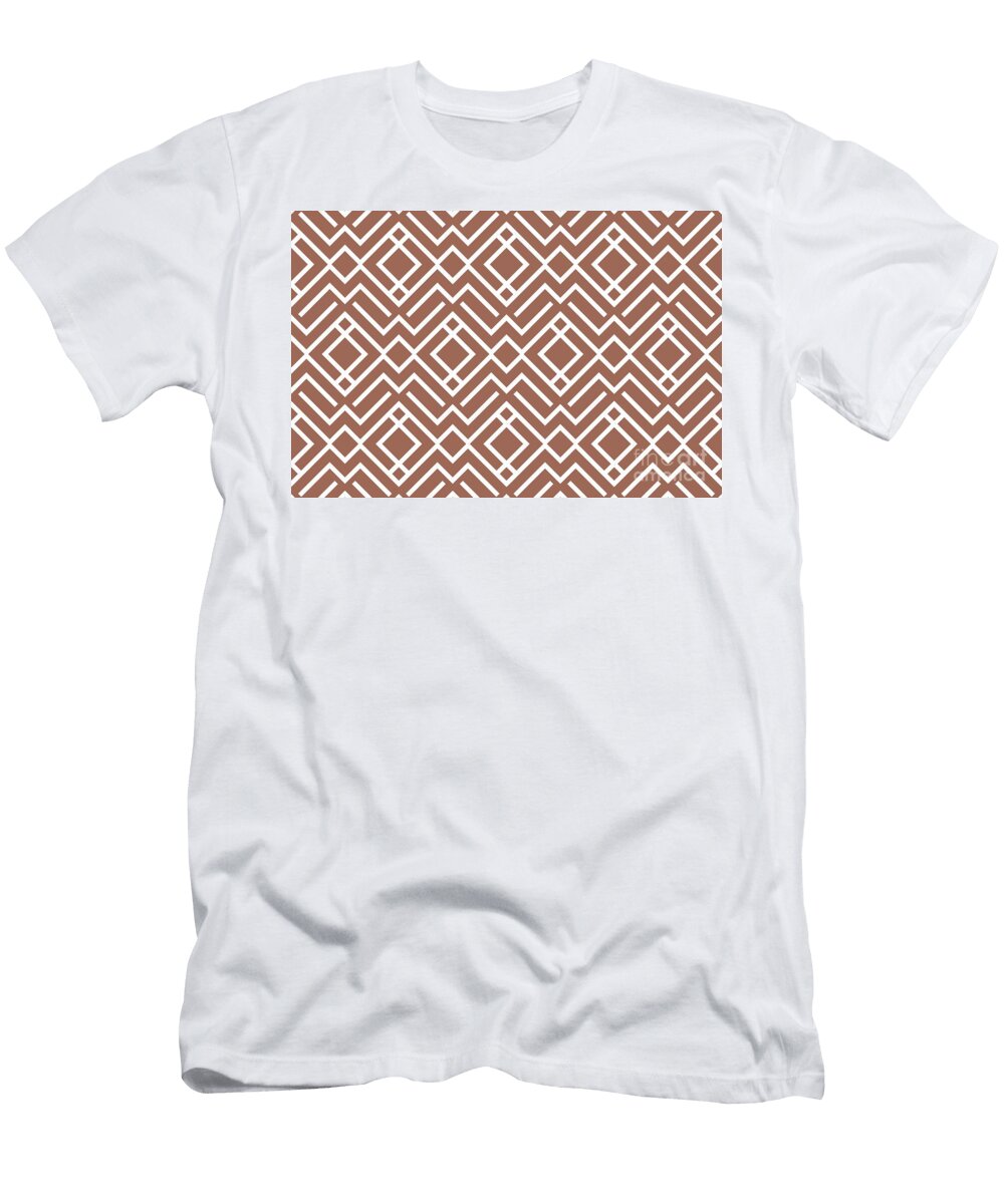 Clay Brown and White Minimal Chevron Pattern Petite Pattern Minimal Graphic Designs T-Shirt