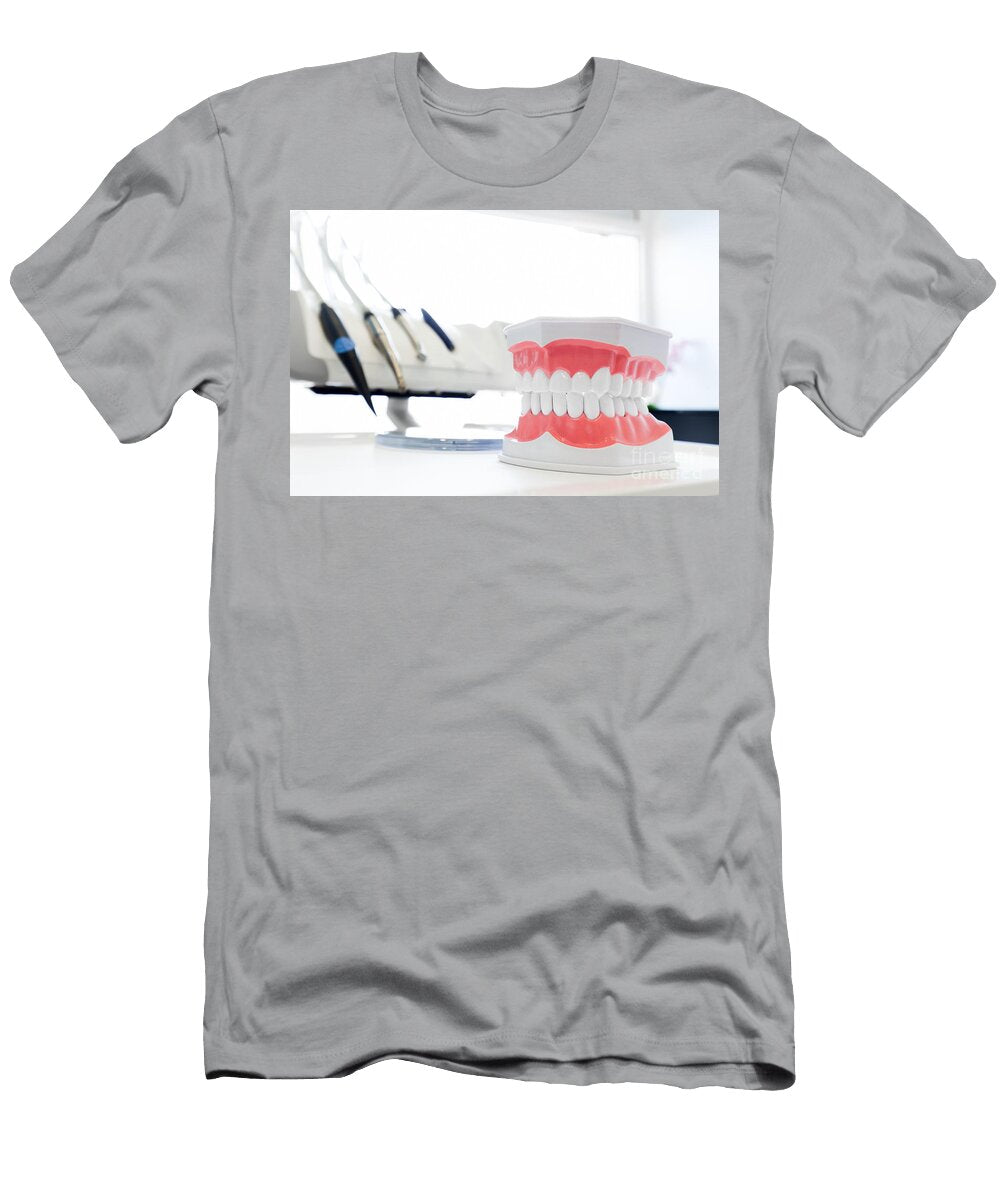 Clean Teeth Denture Dental Jaw Model in Dentists Office Michal Bednarek T-Shirt