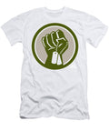 Clenched Fist Holding Dogtag Circle Retro Aloysius Patrimonio T-Shirt