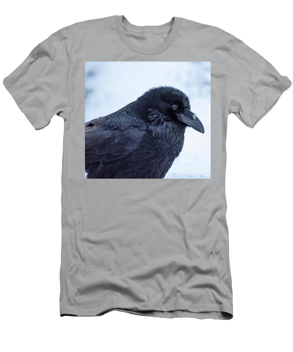 Close Up of a Raven in Snow David Kirby T-Shirt