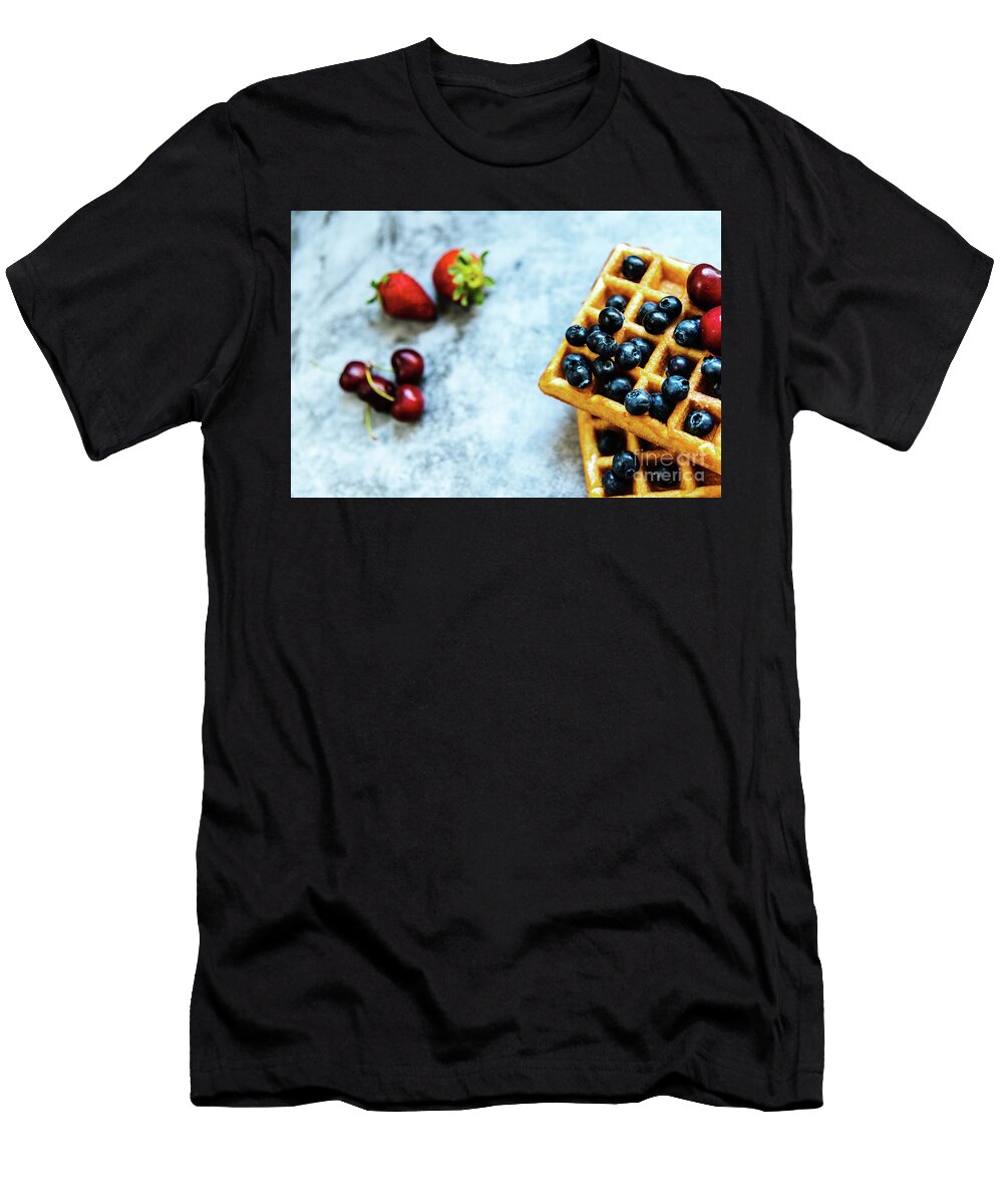 Close Up of a Waffle with Blueberries and Strawberries with Deli Joaquin Corbalan T-Shirt