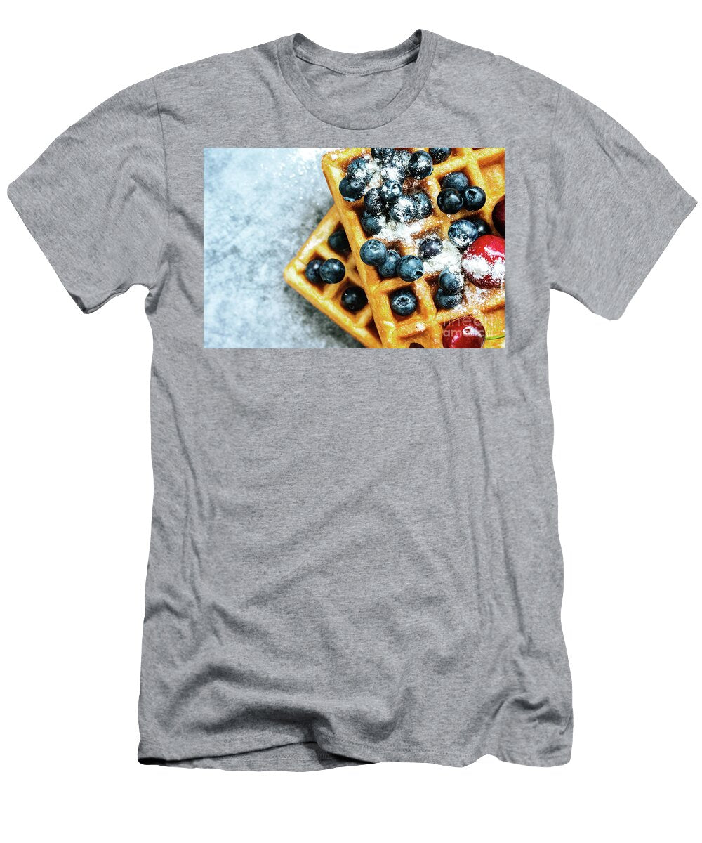 Close Up of a Waffle with Blueberries for Breakfast During a Vac Joaquin Corbalan T-Shirt