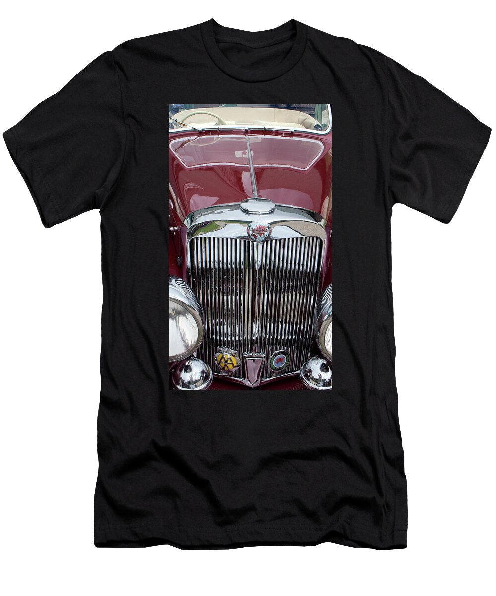 Close Up of Hood and Radiator of a Classic Triumph Car Peter Lloyd T-Shirt