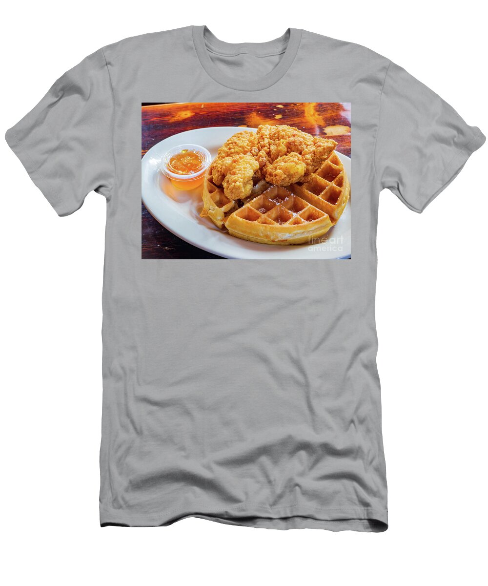 Close Up Shot of Deep Fried Chicken with Waffle Chon Kit Leong T-Shirt