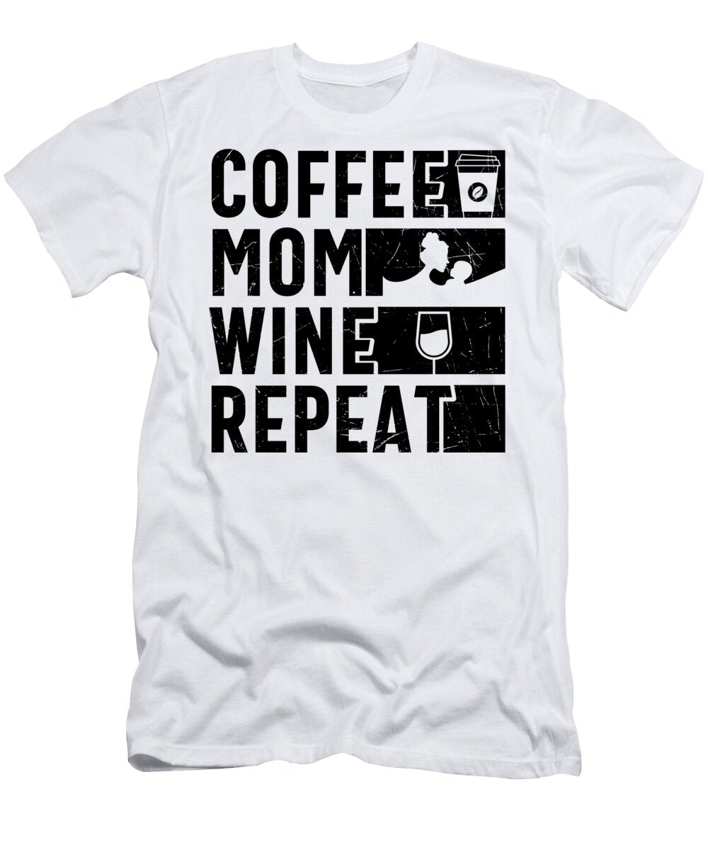 Coffee Mom Wine Repeat Sweet Birdie Studio T-Shirt