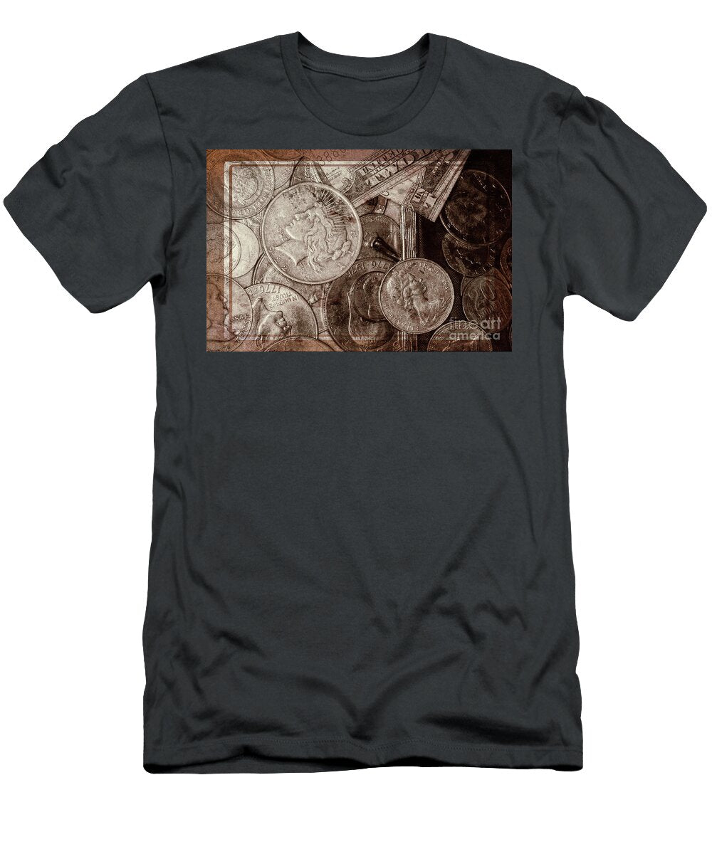 Coins and Bills with Texture Kathleen K Parker T-Shirt