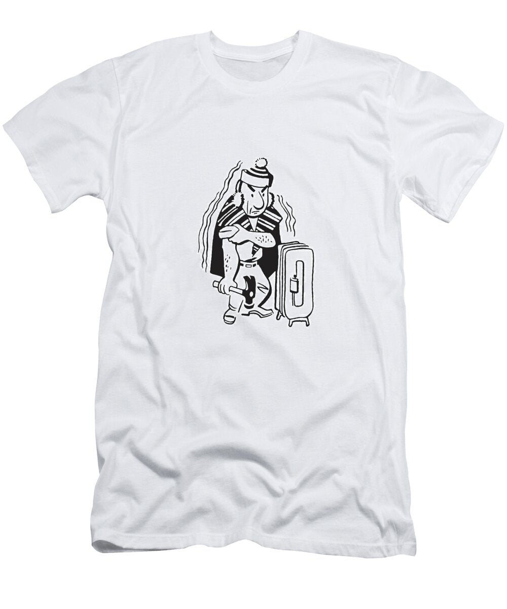 Cold Man By Broken Radiator Csa Images T-Shirt