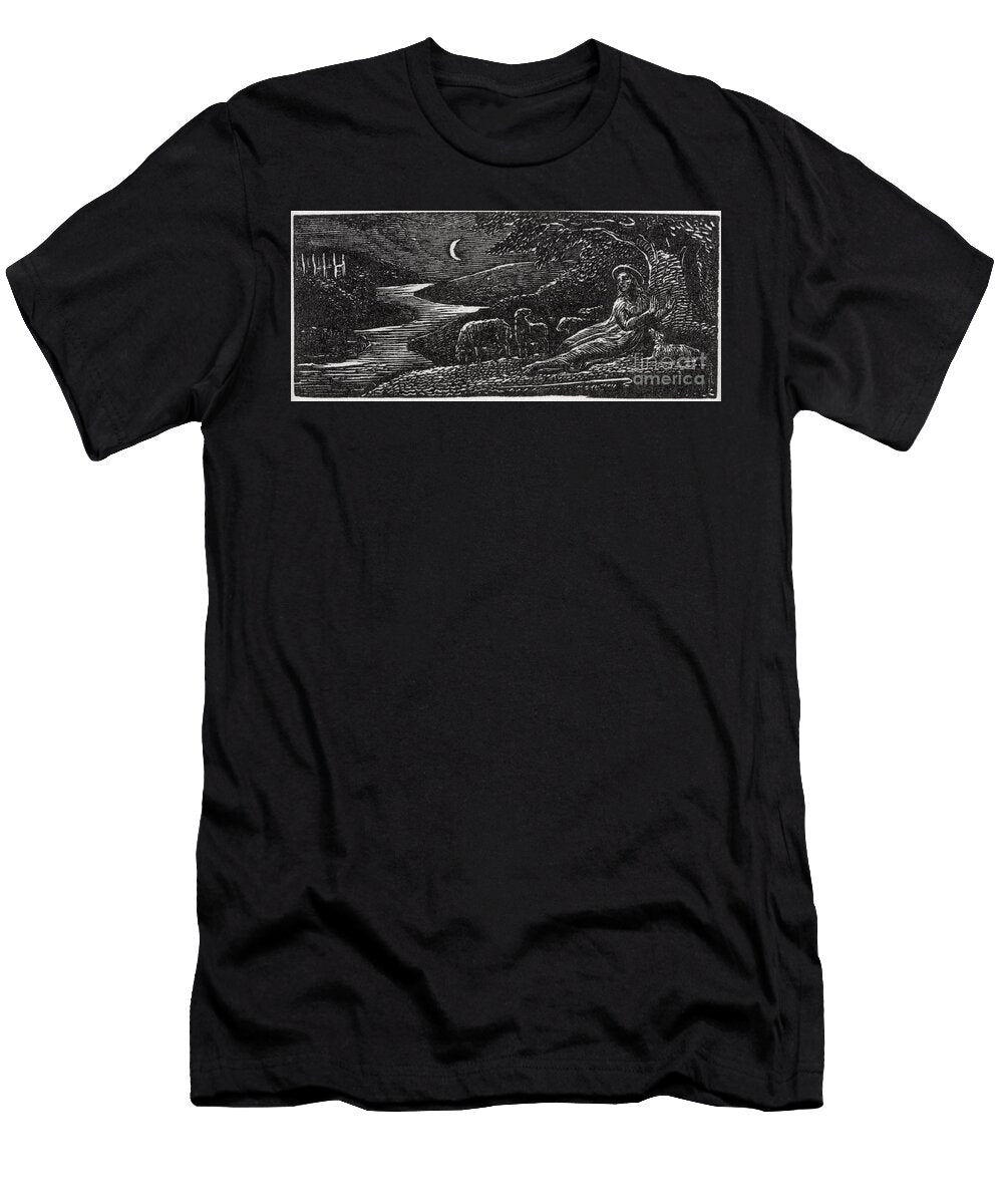 Colinet Resting At Cambridge By Night Illustration From Dr Thorntons the Pastorals of Virgil William Blake T-Shirt