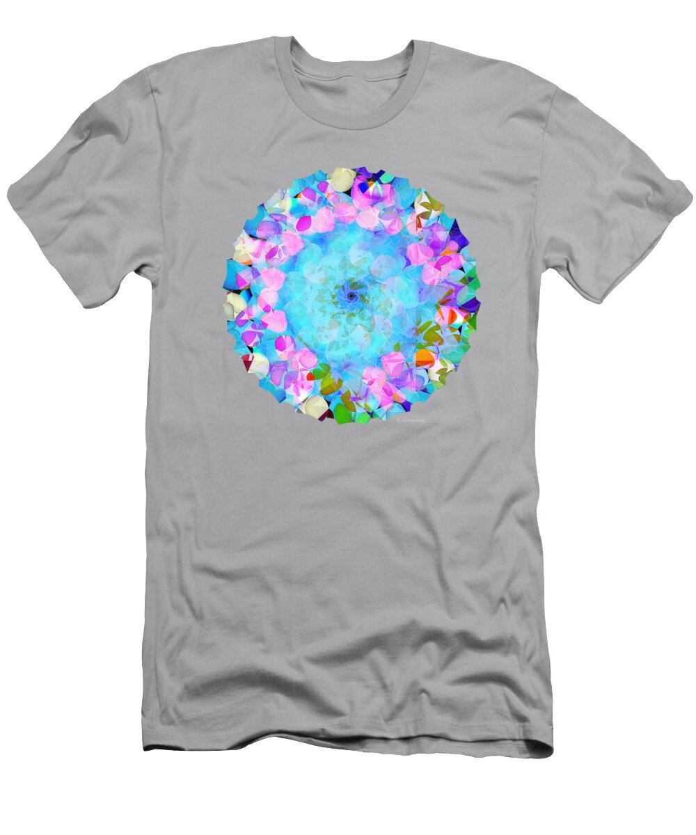 Colorful Floral Art Rose Garden Mandala Sharon Cummings T-Shirt