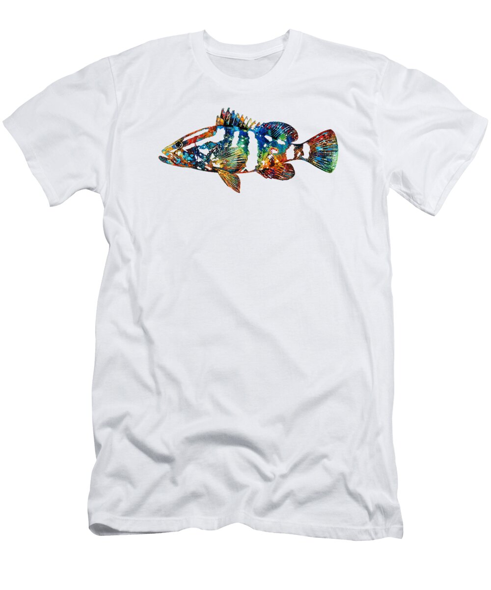 Colorful Grouper 2 Art Fish By Sharon Cummings Sharon Cummings T-Shirt