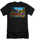 Colorful Moraine Lake Canoes Adam Jewell T-Shirt