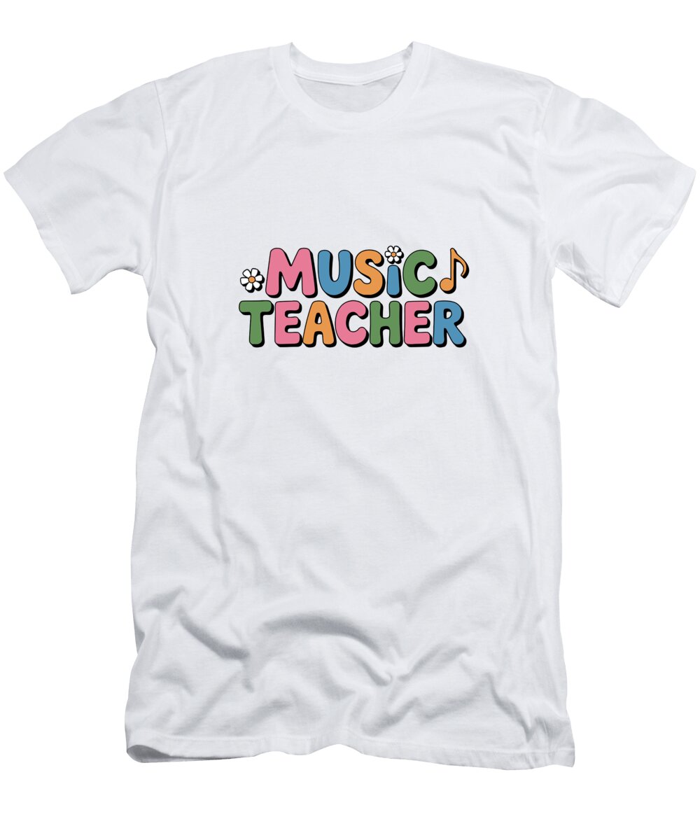 Colorful Music Teacher Text Design Joanna Redesiuk T-Shirt