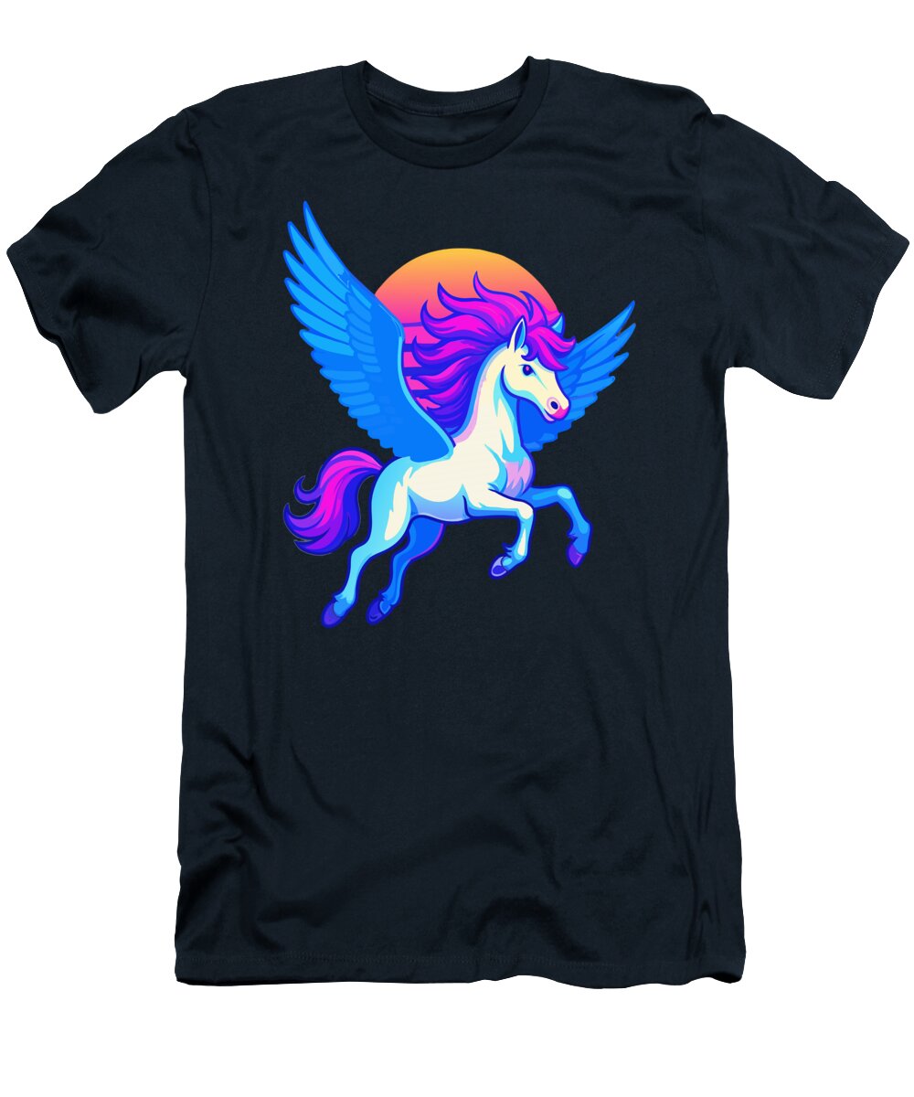 Colorful Neon Pegasus in Flight Donald Willis T-Shirt
