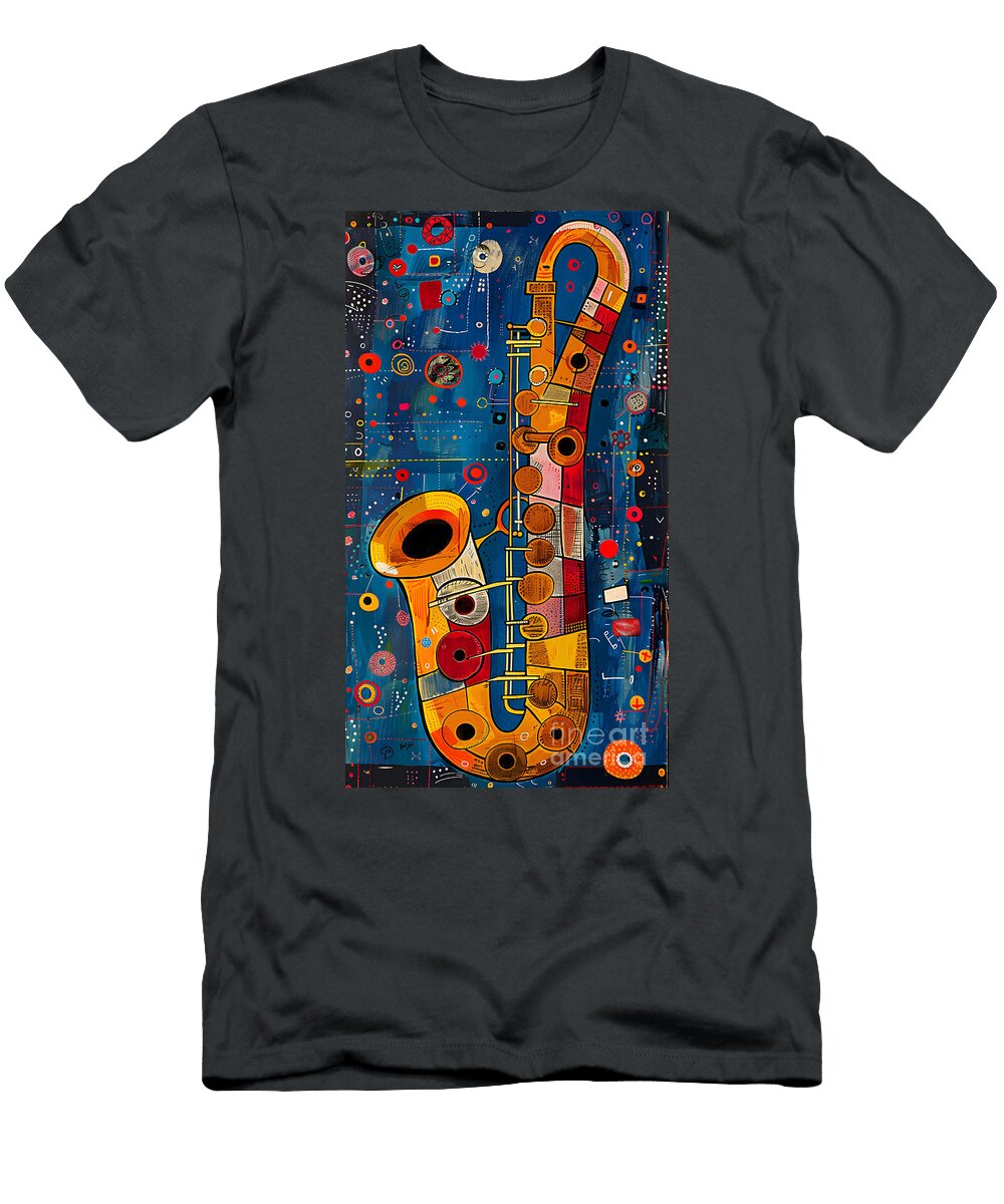 Colorful Saxophone Carnival Playful Patterns and Bold Designs Olfactoart Studio T-Shirt