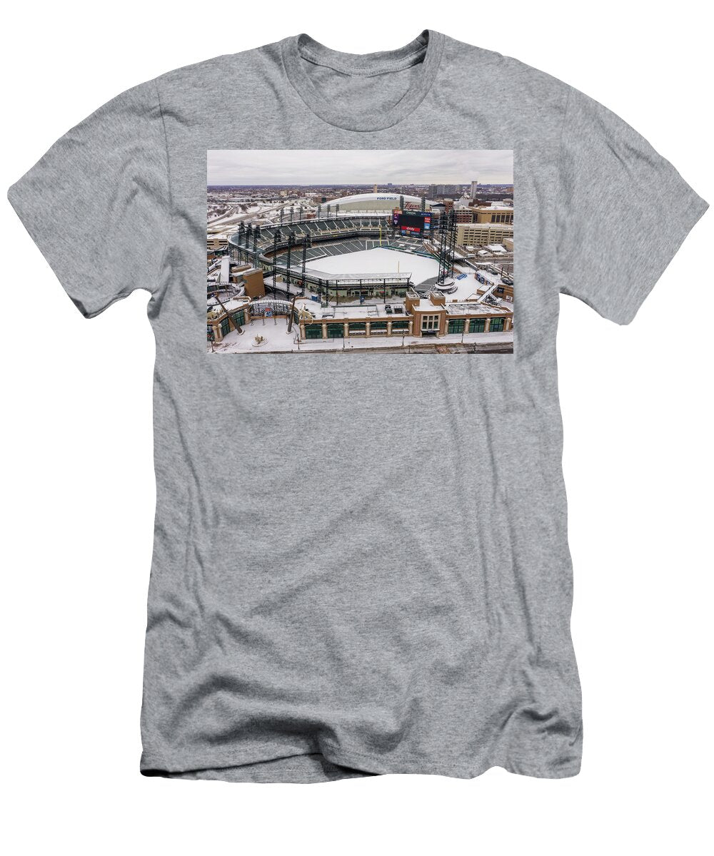 Comerica and Ford Field Winter John Mcgraw T-Shirt
