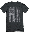 Cool Fishing Rod Hunting Rifle American Flag for Men Mustar Mario T-Shirt