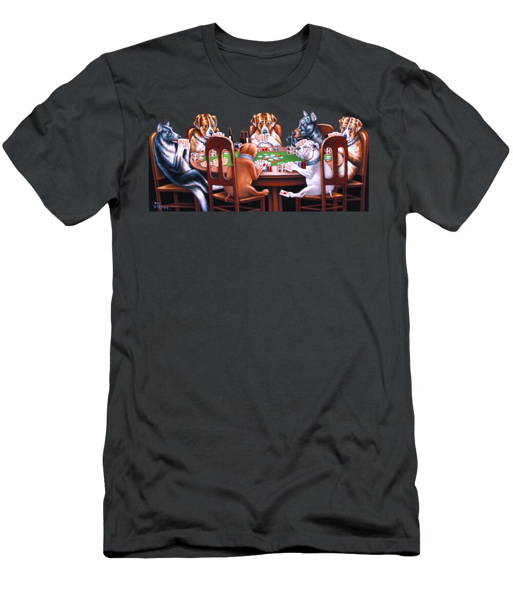Copy of Dogs Playing Poker By Jorge Torrones After Cassius Marcellus Coolidge Ver7 Jorge Terrones T-Shirt