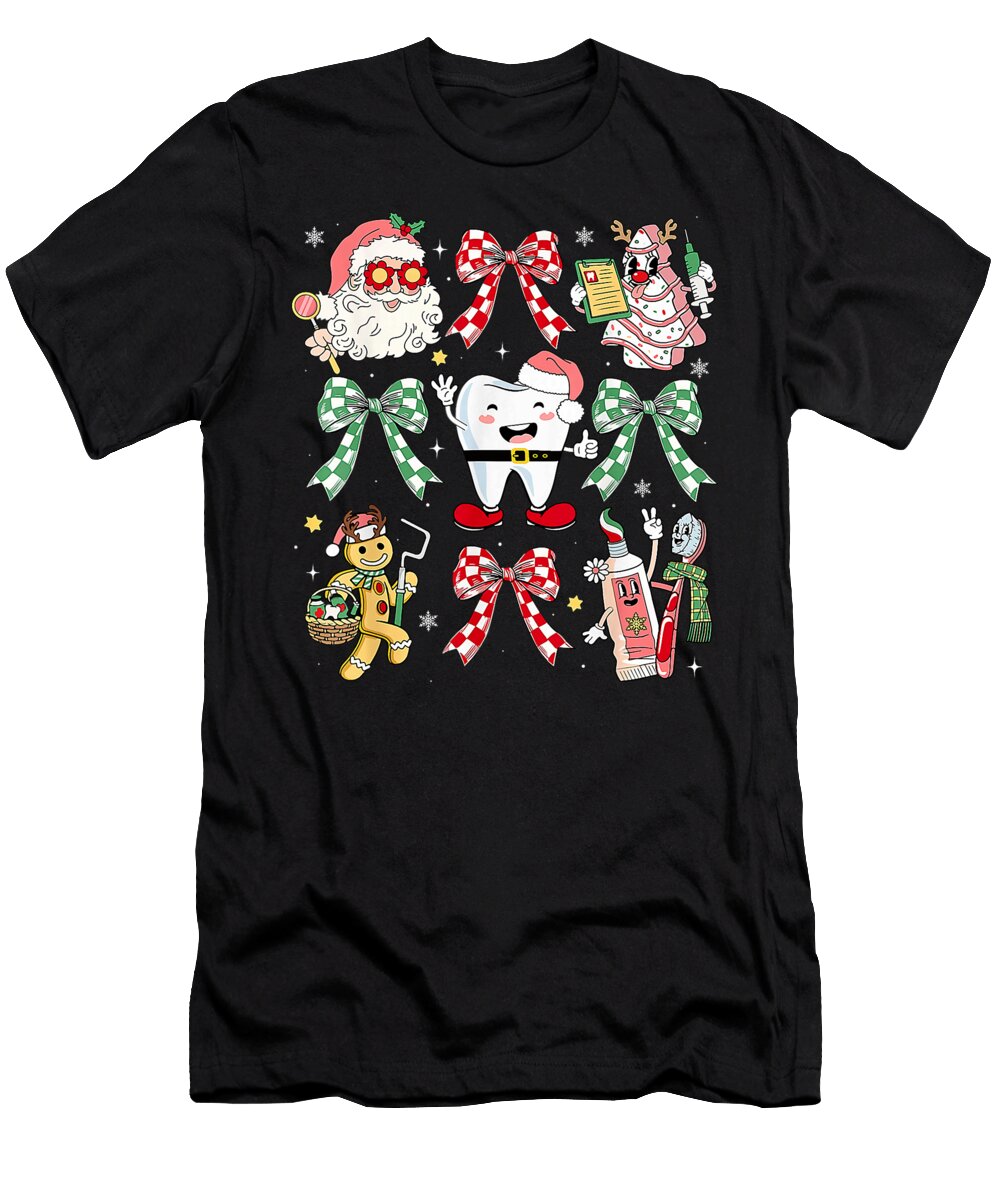 Coquette Bow Dental Christmas Dentist Teeth Sophie Eleanor T-Shirt