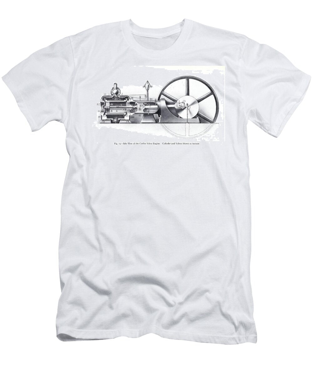 Corliss Valve Steam Engine Cross Section Diagram 1917 As3 Historic Illustrations T-Shirt