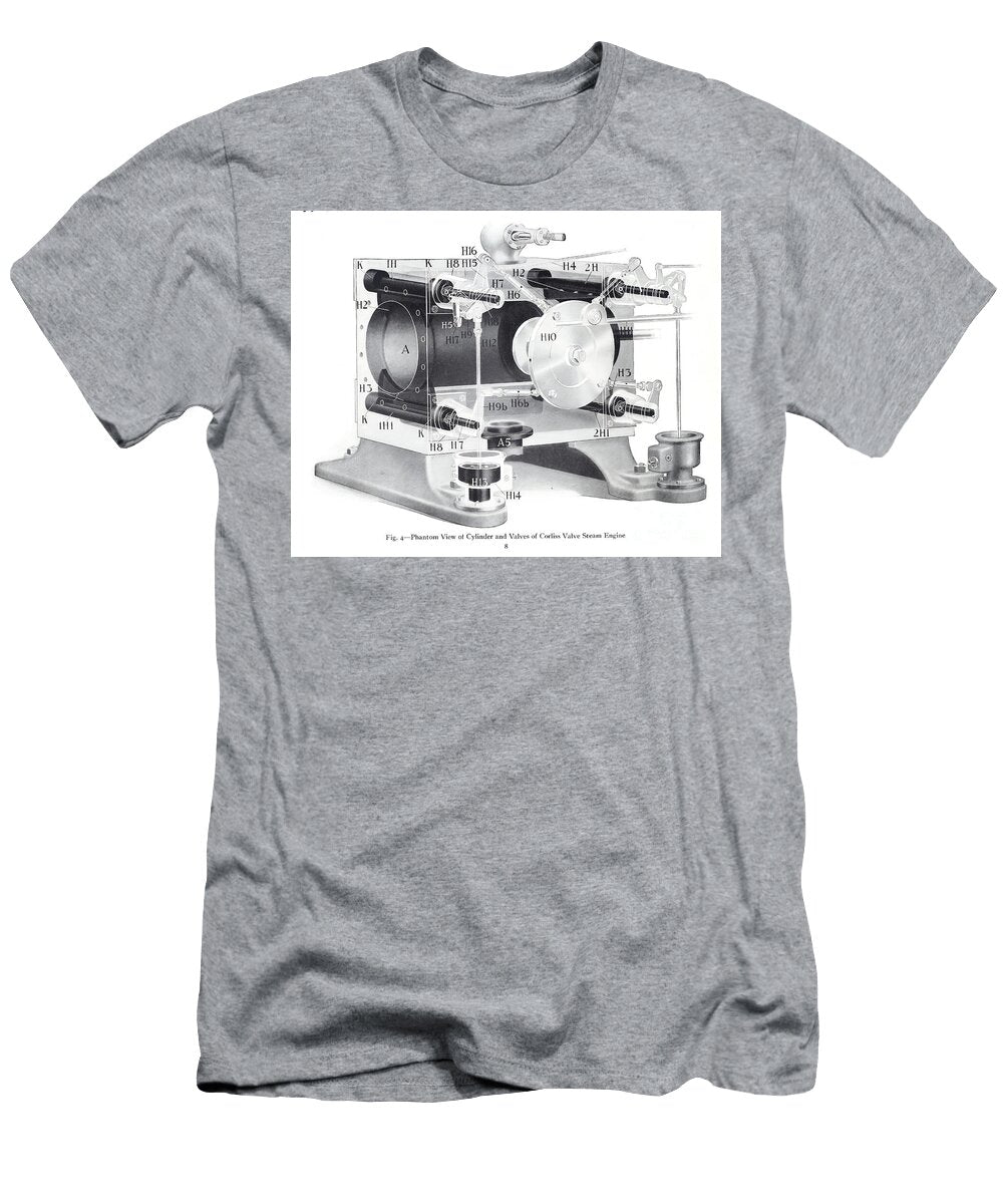 Corliss Valve Steam Engine Cylinder Mechanism Diagram As2 Historic Illustrations T-Shirt