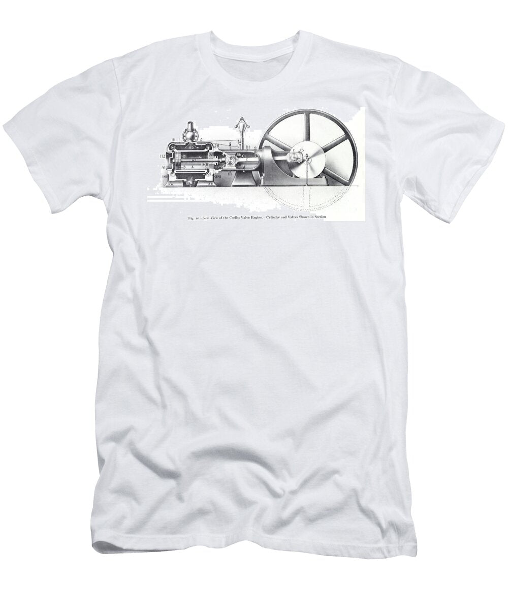 Corliss Valve Steam Engine Mechanism Side View Diagram As4 Historic Illustrations T-Shirt
