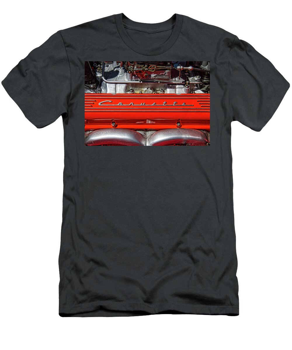 Corvette Valve Cover Logo Nick Gray T-Shirt