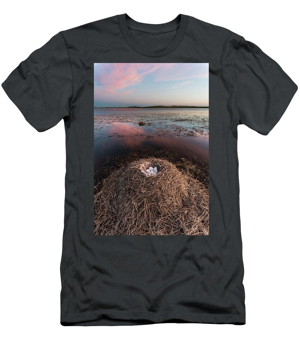 Coscoroba Swan Nest with Clutch of Eggs Raised Above Gabriel Rojo Natureplcom T-Shirt