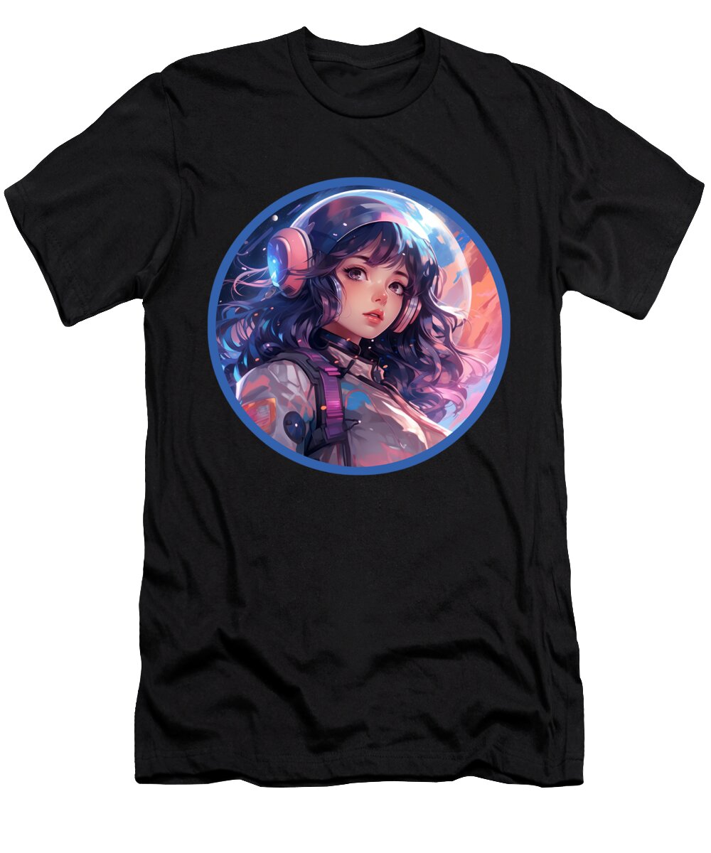 Cosmic Anime Girl Vaporwave Space Helmet Galaxy Indie Aesthetic Sifou Store T-Shirt