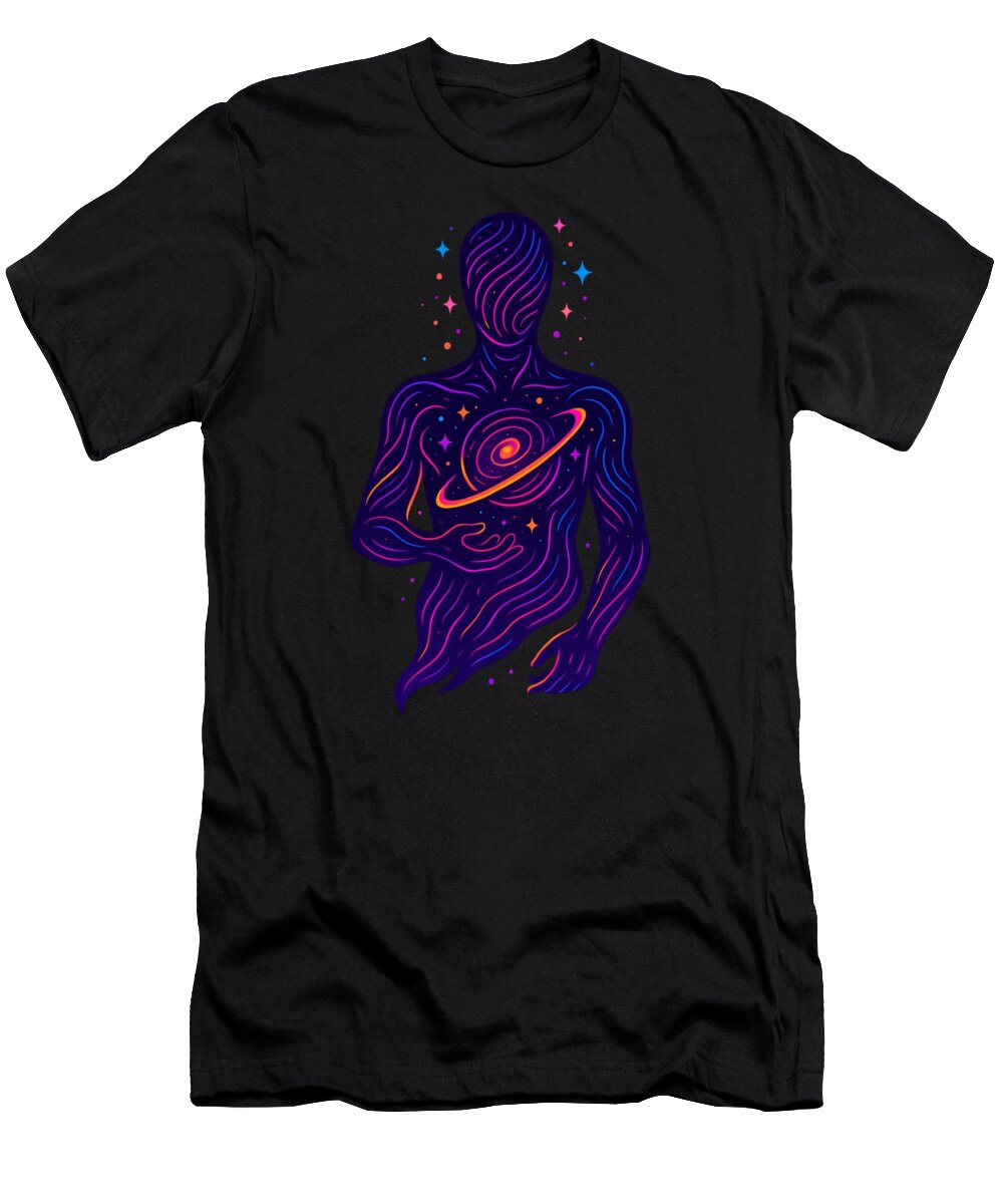 Cosmic Neon Being Synthwave Energy Flow Gift Lola Adams T-Shirt