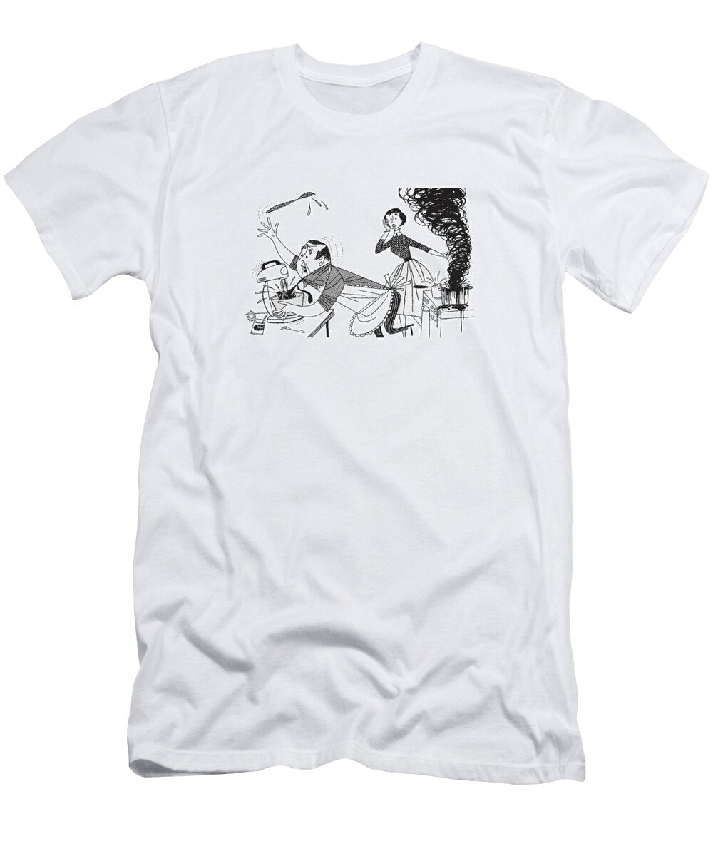 Couple Having Kitchen Disasters Csa Images T-Shirt