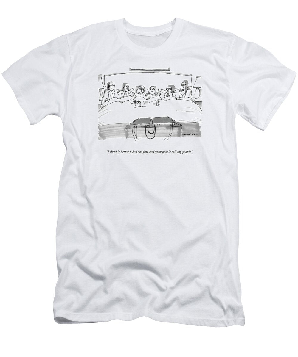Couple in Bed Is Flanked By Guys in Suits Michael Crawford T-Shirt