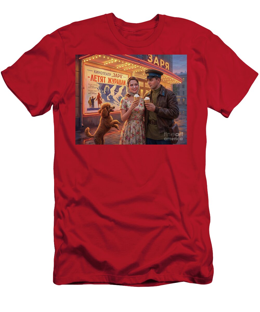 Couple with Ice Cream Outside Theater Vincent Monozlay T-Shirt