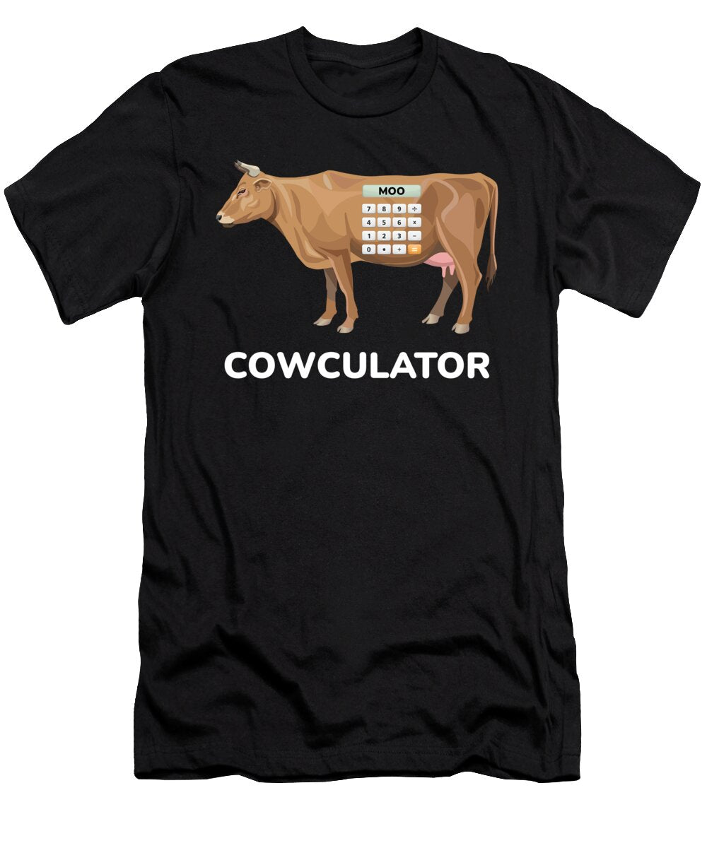 Cowculator Calculator Cow Cows Math Moon T-Shirt