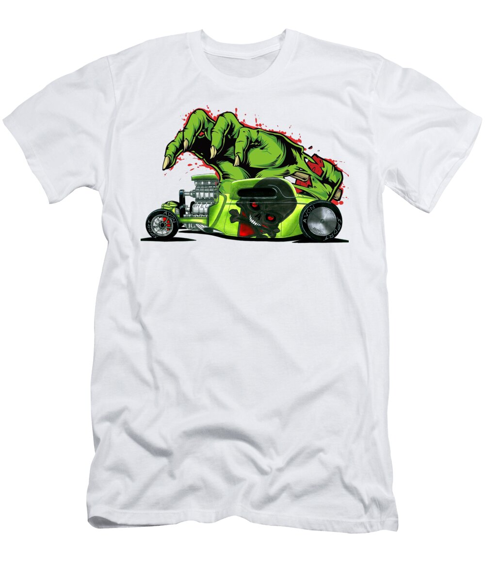 Crazy Hellish Green American V8 Supercharged Hot Rod Zombie Vladyslav Shapovalenko T-Shirt
