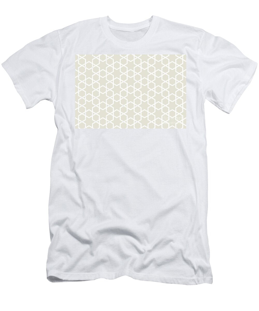 Creamy Beige White Tessellation Line Pattern 14 Petite Pattern Minimal Graphic Designs T-Shirt