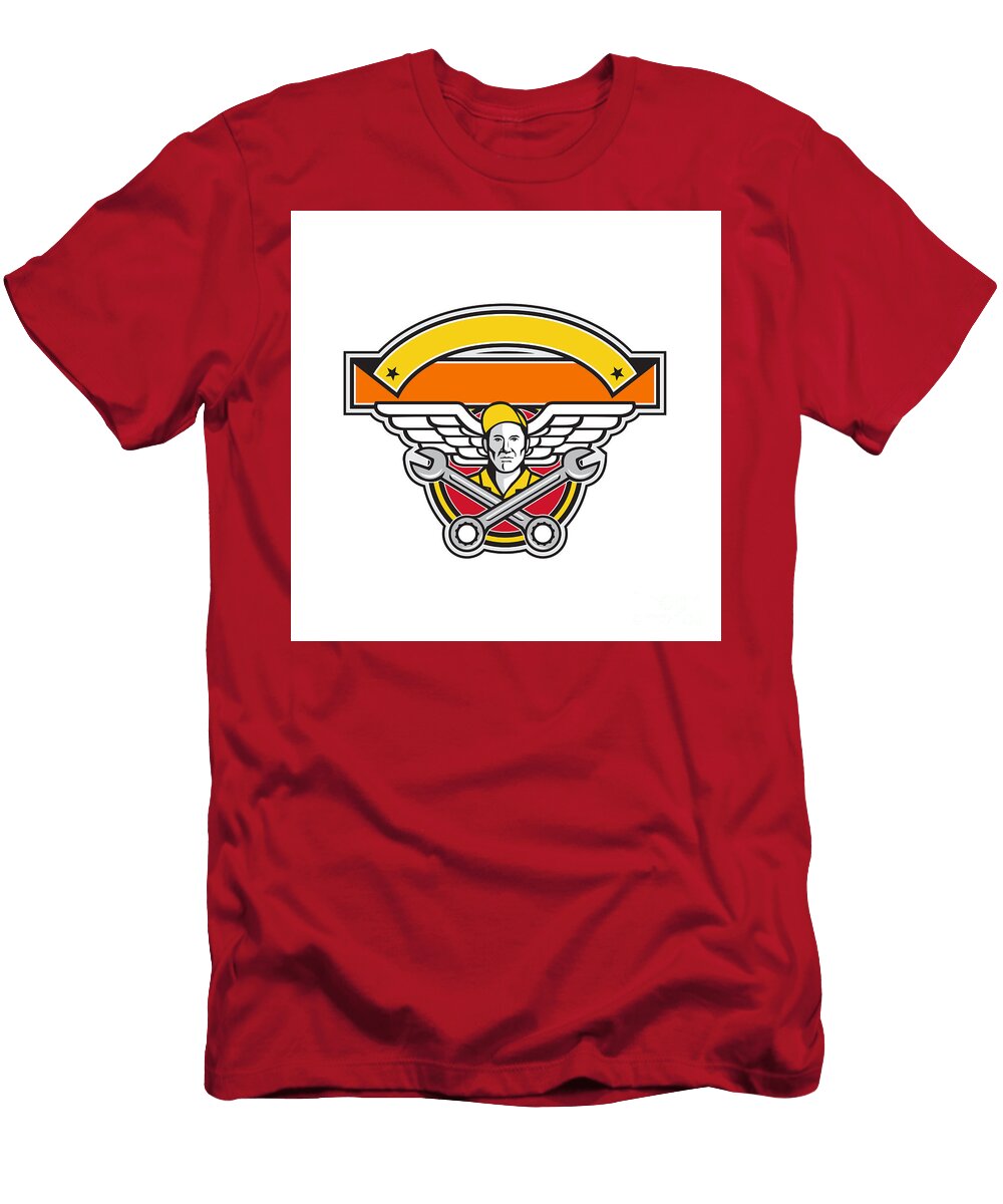 Crew Chief Crossed Spanner Army Wings Banner Icon Aloysius Patrimonio T-Shirt