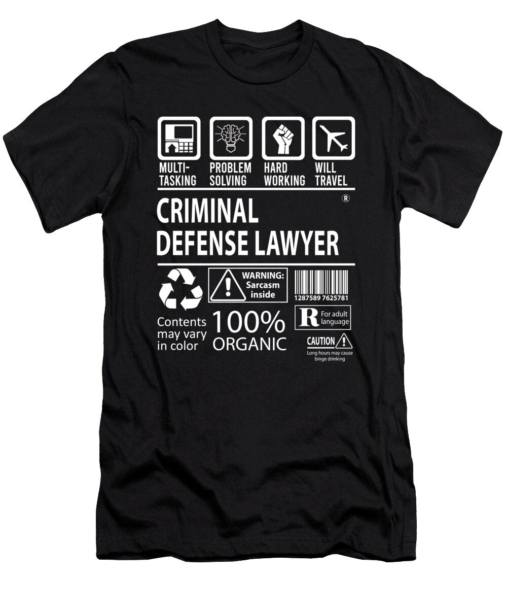 Criminal Defense Lawyer Multitasking Job Title Gift Item Shi Hu Kang T-Shirt