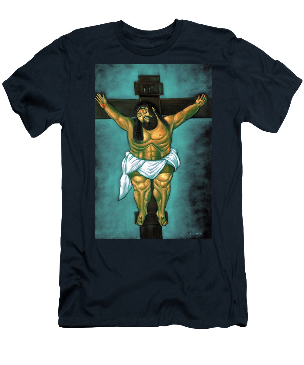 Crucifix After Fernando Botero By a Gonzales From Velvetifycom Andres Gonzales T-Shirt