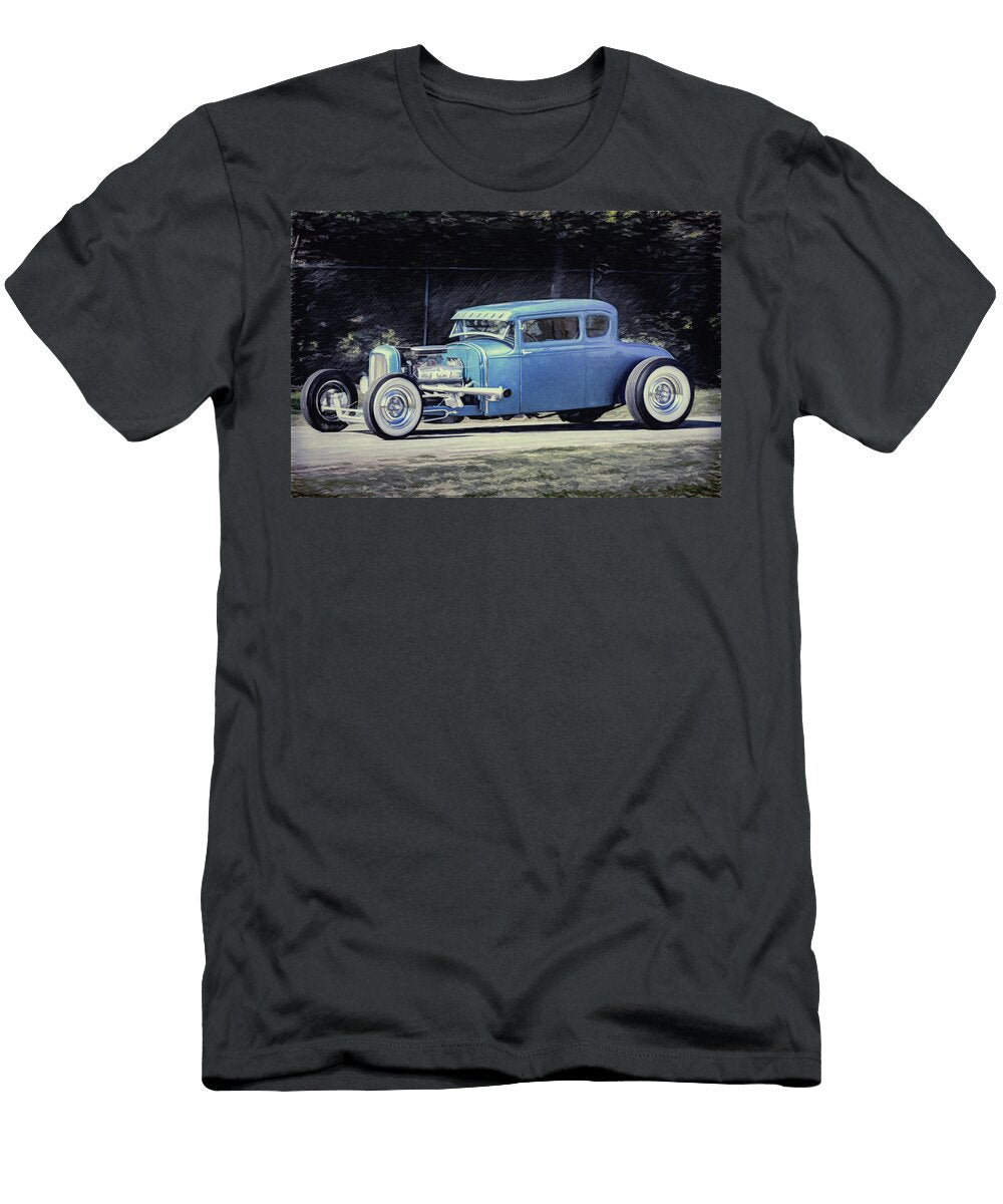 Cruisin Blue Hot Rod Timothy Rohman T-Shirt
