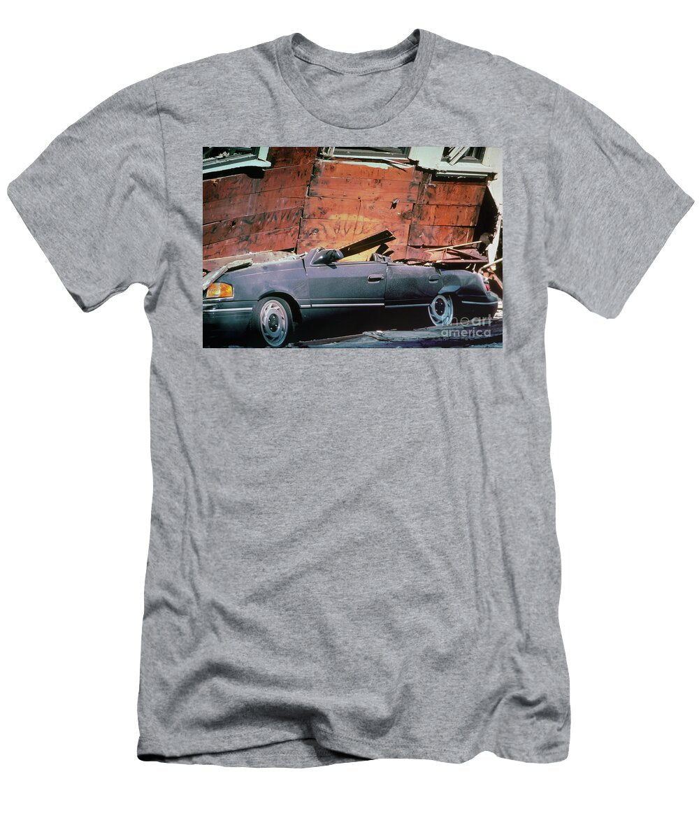 Crushed Car Building Collapse Loma Prieta Earthquake 1989 Wernher Krutein T-Shirt