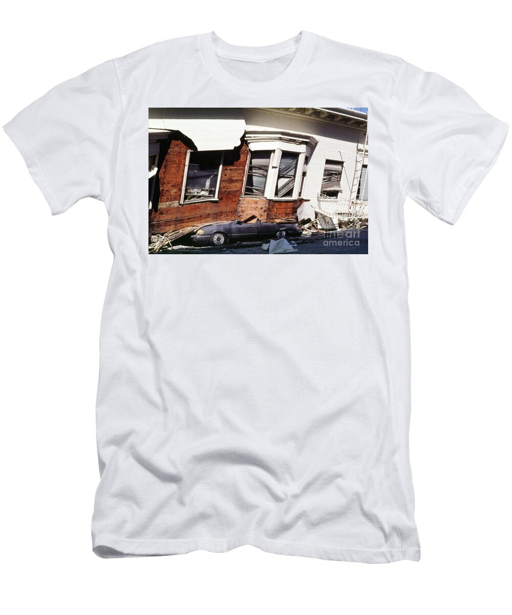 Crushed Car Under a Building Collapse San Francisco Earthquake 1989 Wernher Krutein T-Shirt
