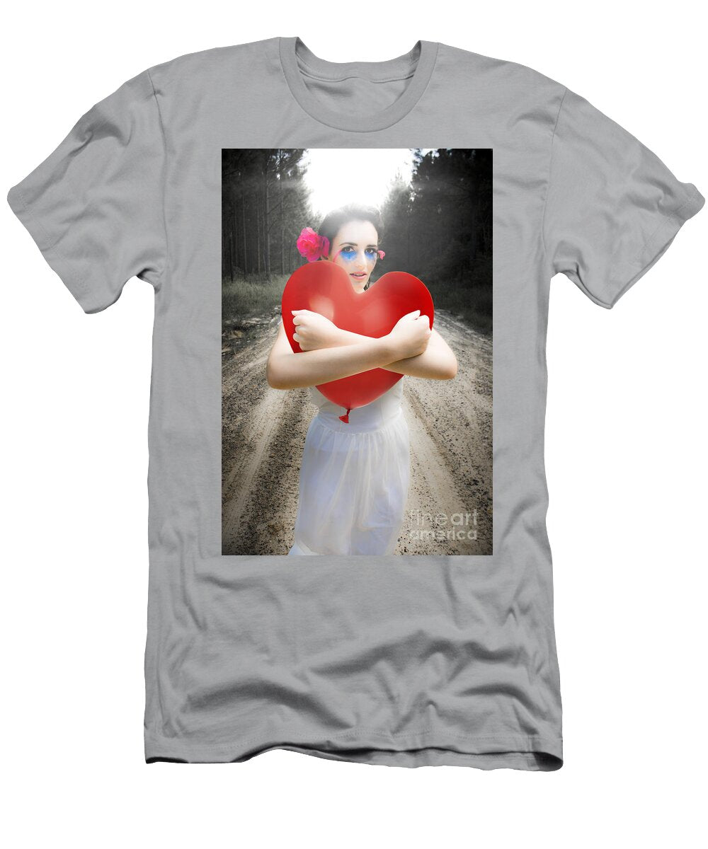 Cupid Hugging Love Heart Balloon Ryan Jorgensen T-Shirt