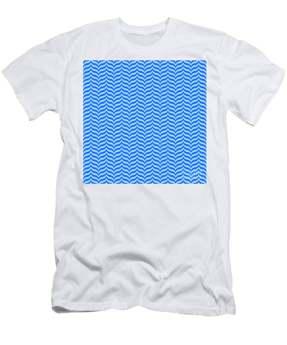 Curve Wave Chevron in Day Sky and Azul Blue N2829 Holy Rock Design T-Shirt