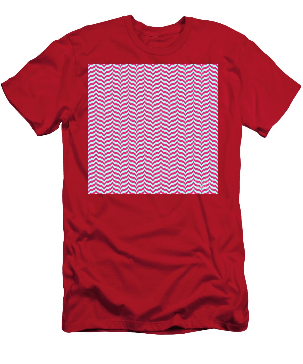 Curve Wave Chevron in Light Aqua and Raspberry Pink N2056 Holy Rock Design T-Shirt