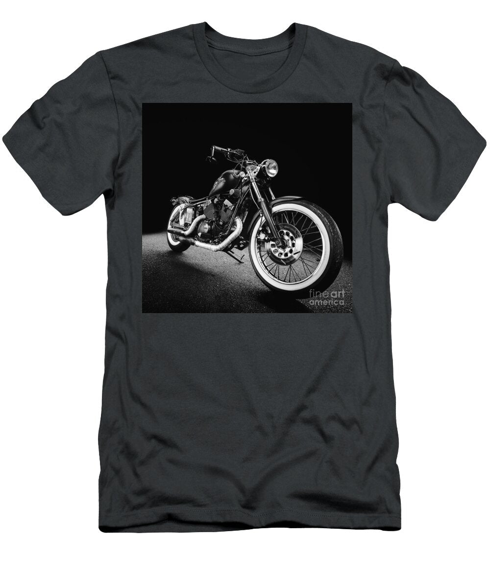 Custom Matte Black Bobber Motorcycle with Whitewall Tires Black and White Dmr Filho T-Shirt