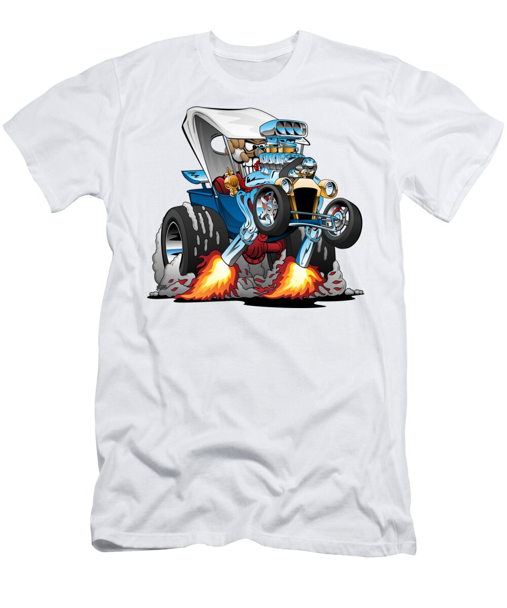 Custom T Bucket Roadster Hotrod Cartoon Illustration Jeff Hobrath T-Shirt