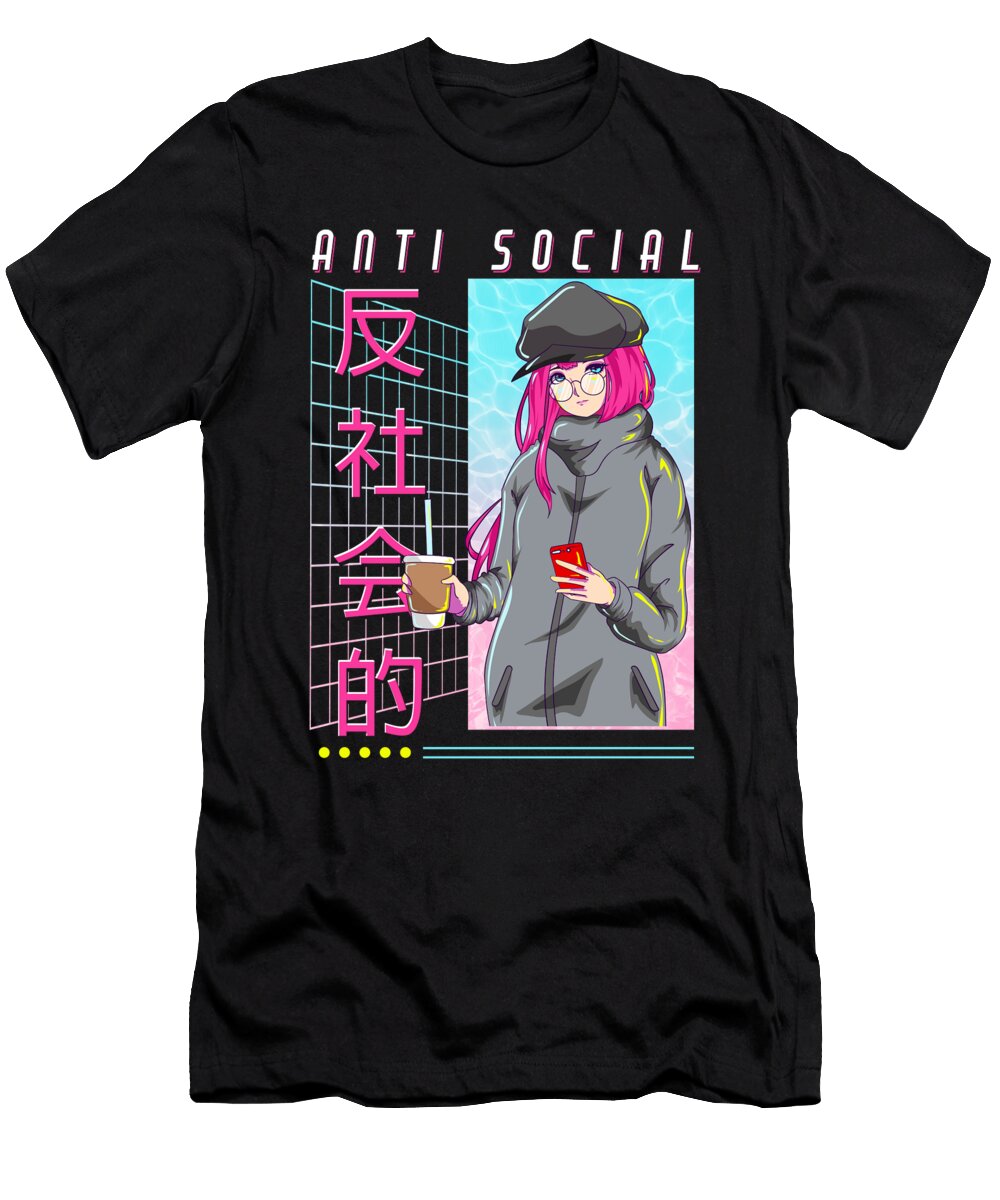 Cute Anime Girl Anti Social Japanese Vaporwave the Perfect Presents T-Shirt