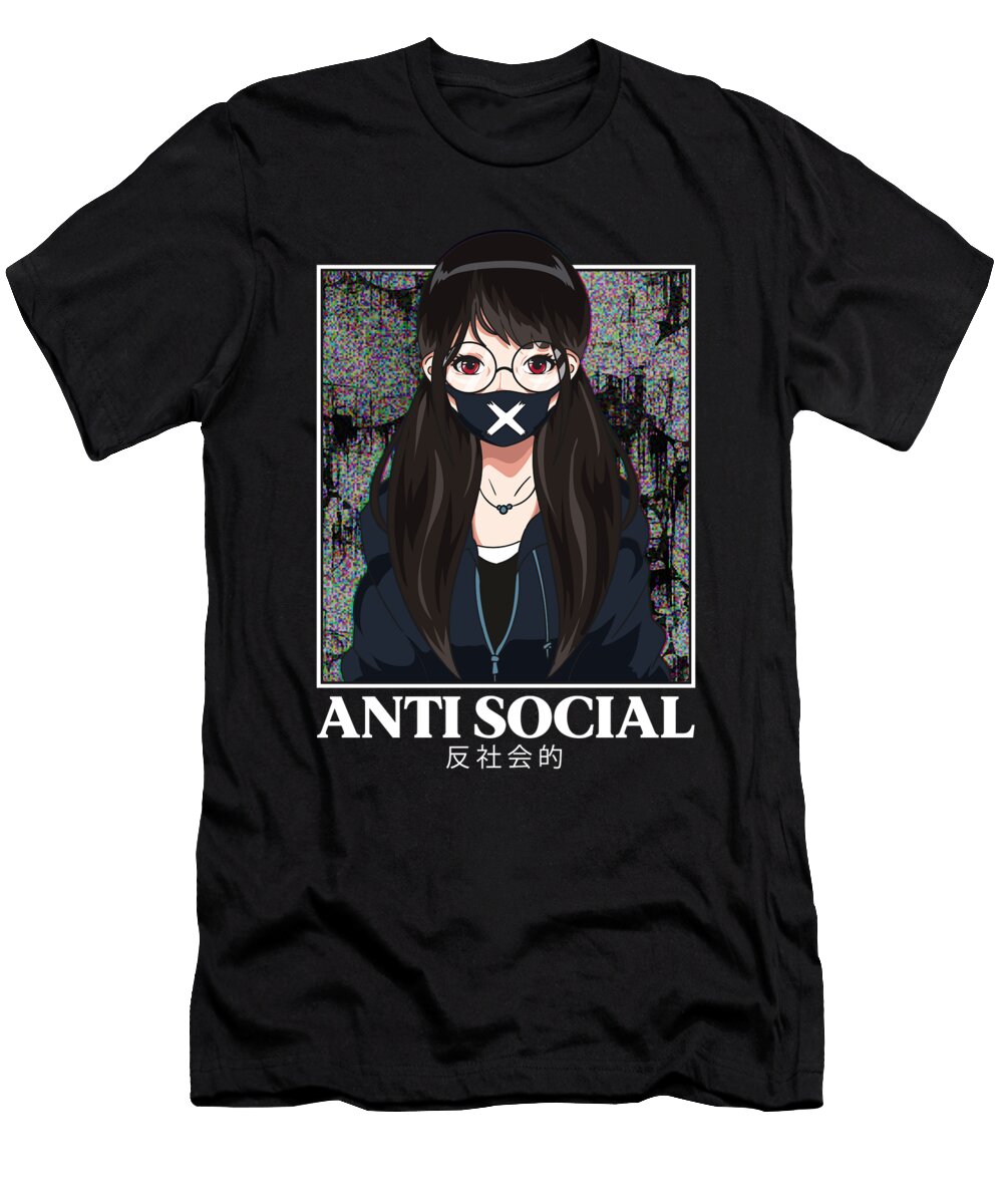 Cute Anti Social Anime Girl Antisocial Vaporwave the Perfect Presents T-Shirt